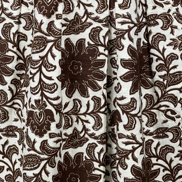 Talbots Womens Floral Pleated A Line Skirt Brown Linen Blend Pockets size 16 - Picture 3 of 11